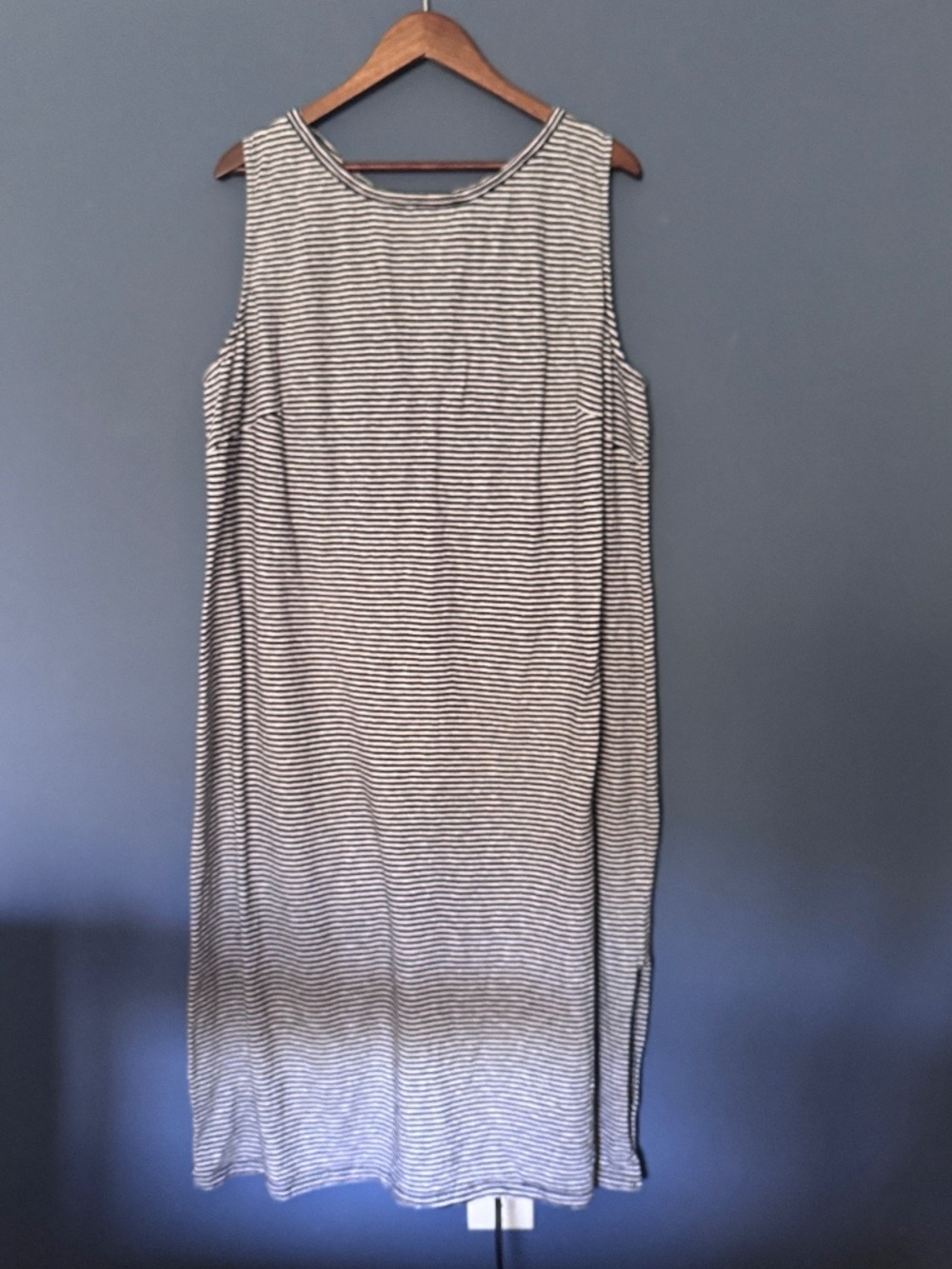 Talbots Sleeveless Maxi Dress Women Navy Blue White Striped Keyhole 3X